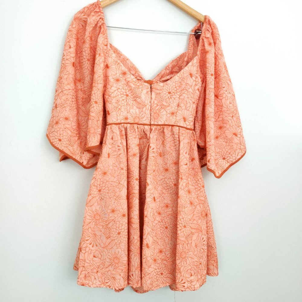 Azulu Maiori Cut-Out Embroidered Mini Dress in Orange XS - Picture 9 of 13
